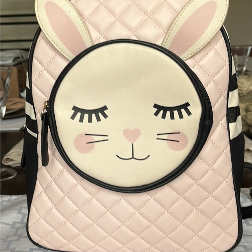 Betsy Johnson Bunny Backpack & Coin Purse Pink Black School Travel